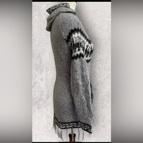 Albinaas Alpaca Hooded Sweater Womens Small Pockets, Gray, Soft Wool, Pullover - Picture 6 of 7